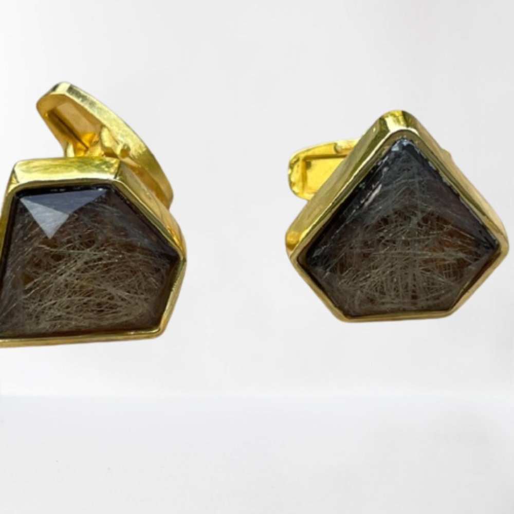 Cuff Link Faux Stone Gold Tone Fashion Men Jewelry Cufflink Stud